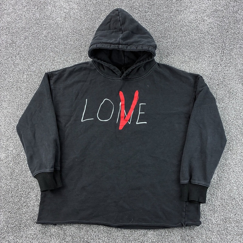 Vlone Love Hoodie Mens‎ Large Black Sweatshirt Big Logo Streetwear